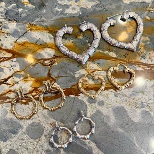 Super fire bamboo heart earring bamboo door knocker bundle 4 pairs of earrings